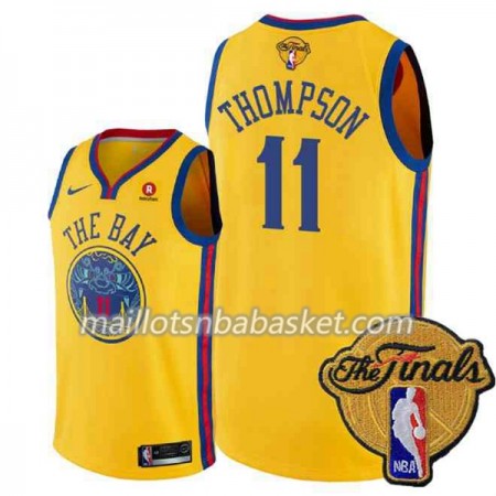Maillot Homme Golden State Warriors Klay Thompson 11 2018 NBA Finals Jaune Nike City Edition Swingman